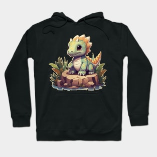 Cute Cuddly Chibi T-Rex Isometric Dinosaur Hoodie